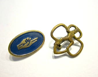 Vintage Brownie Pin Girl Scout Promise Pin Vintage Pin Lot Brass Blue Enamel Pin Collection Under 10 Vintage Jewelry