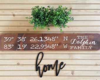 Address sign, shiplap, farmhouse, farmhouse decor, fixer upper, home sign, rustic home decor, gps coordinates sign, location sign