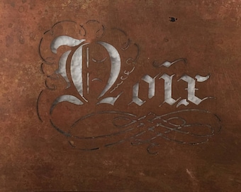 Vintage Antique French Country Copper Stencil, "Nuts," Cottage Chic