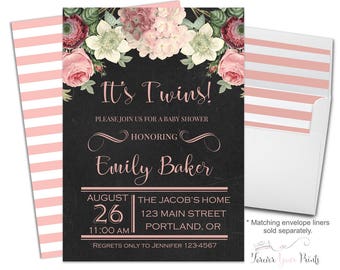 Twins Baby Shower Invitation - Twins Baby Shower Invites - Twins Invitation - Baby Twins Invite - Gender Neutral - Twin Babies - Twin Invite