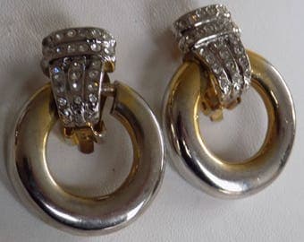 Vintage earrings, Park Lane earrings,doorknocker clip-on earrings, signed vintage jewelry