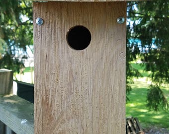 Natural Cedar Blue Bird House, Solid Cedar Birdhouse Construction