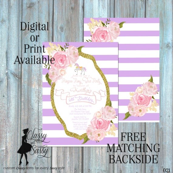 Pony Birthday Party Invitation, Giddy Up Pony Party, Purple Glitter Party Invitation, DIY Print Party Invitation, Tween Birthday invite 022
