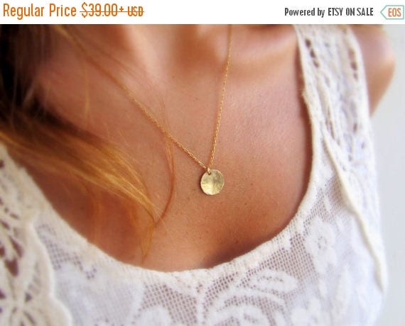 SALE Dainty gold necklace Gold disc necklace Gold coin