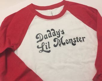 Baby Toddler Girls Harley Quinn Costume T Shirt 4T 5T 4/5 6 7/8 White and Red tee Shorts sold separately daddy's lil monster