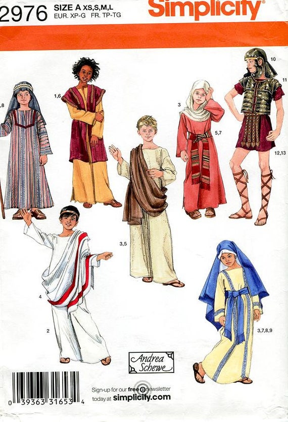 Simplicity Passion Play Costumes Pattern 2976 Boy's or