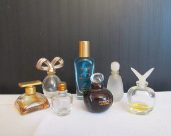 7 Vintage Miniature Perfume Bottles - Spellbound - Estee Lauder - Victoria Secret - Poison - Pique Cologne - 2 unmarked