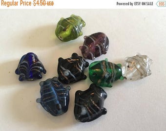 SUMMER SALE Destash Craft Lot of Salvaged Assorted Colorful Lampwork Glass Fish Bead