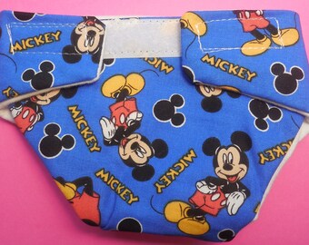 Ready to Ship SIZE #2 cloth Doll Diaper mouse on blue adjusts washable fits bitty baby some baby alive all gone American Girl doll & more