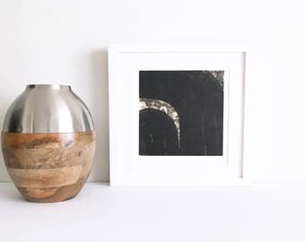 Art Print . Abstract . Black white + tan Decor. Trace 9 Print Size 10" x 10.5" . unframed .