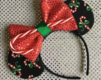 Candy Cane Mouse Ears - candy cane mickey ears, christmas mouse ears, christmas mickey ears