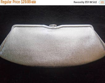 Now On Sale Vintage Shiny Silver Collectible Clutch 1950's Mad Men Mod Mid Century Hollywood Regency Handbag Purse