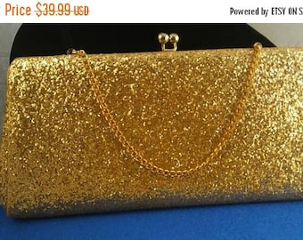 Now On Sale Vintage Gold Purse Sparkly Glitter 1960''s Collectible Clutch Mad Men Mod Hollywood Regency Mid Century Handbag