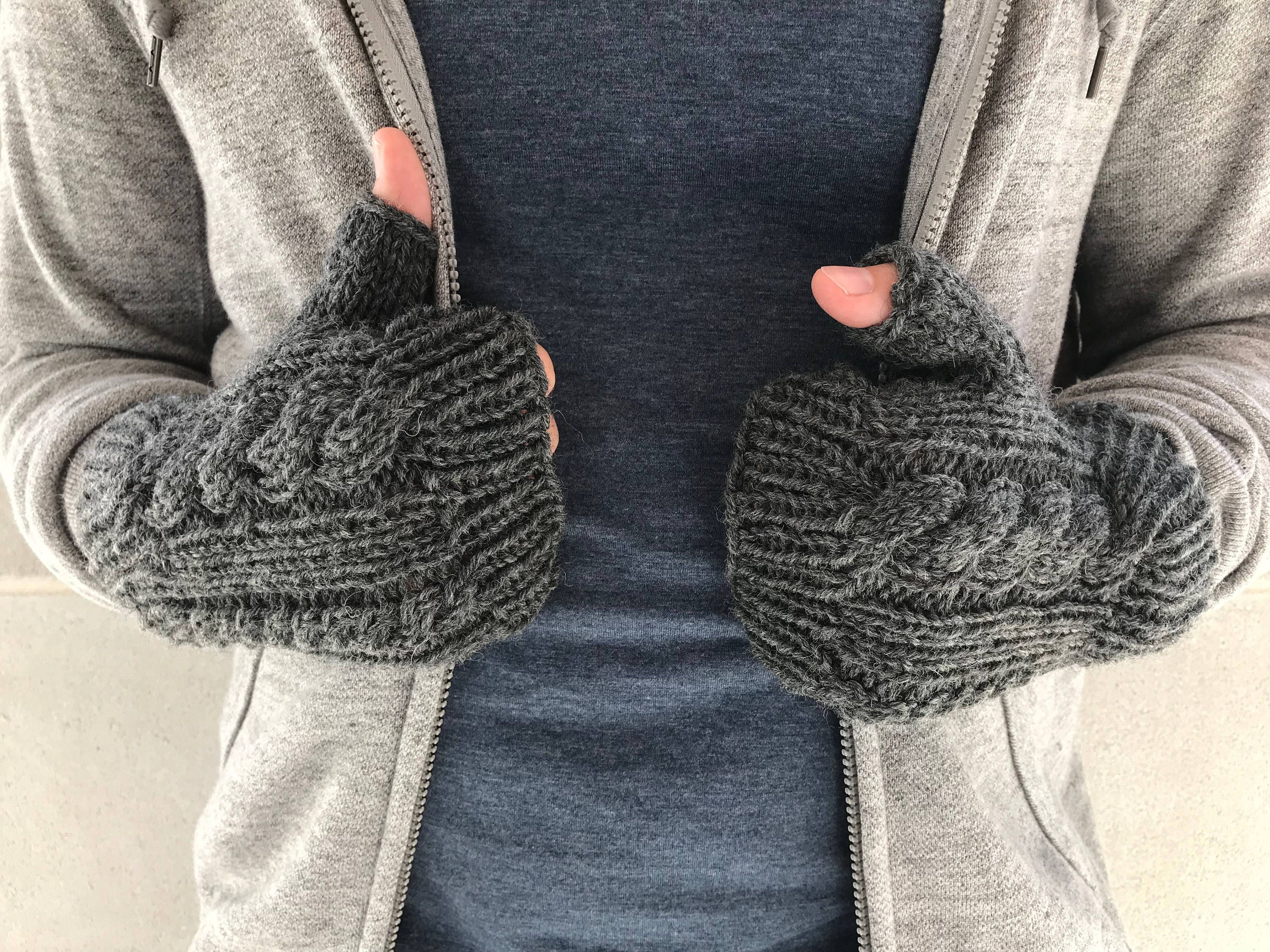 Mens Knit Gloves Gifts for Him Men's Fingerless Gloves