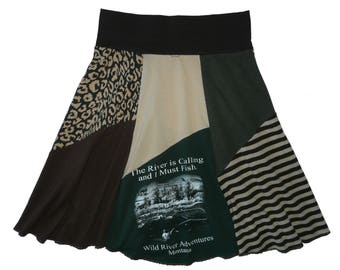 Recycled Skirt Women's Medium Hippie Skirt Size 8 10 Montana Midi Skirt Upcycled Clothing T-Shirt Skirt Twinkle Skirts from Twinklewear