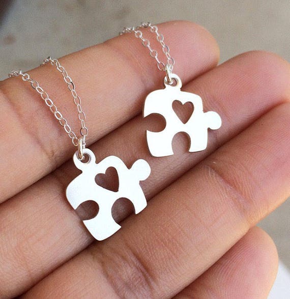 Puzzle Piece Heart Necklace Autism Necklace Autism Jewelry