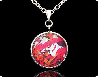 Collana geologico - regalo per geologo - Piemontite da St. Marcel, Italia roccia sottile sezione pendente (P44) - geologia gioielli - pendente