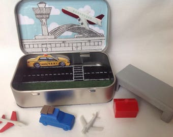 Altoids Miniature Airport toy,Stocking Stuffer,Wee Airport,Wee Village Series,Quiet Time Tin,Travel Toy,Altoids Playset,Miniature Airplanes
