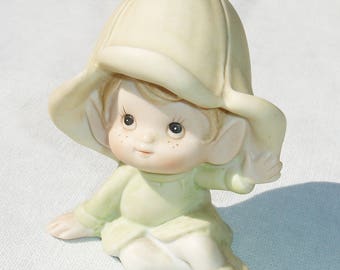 Vintage Pastel Green Garden Pixie Figurine by HOMCO