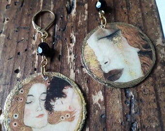 Boucles d'oreilles rondes inspiration Art Nouveau " Fashion Klimt" by Stampchrys