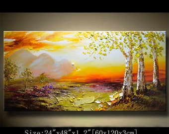 contemporary wall art,Palette Knife Painting,colorful Landscape painting,wall decor,Home Decor,Acrylic Textured Painting ON Canvas Chen 0822