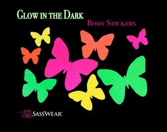 stickers glow body neon dark light rave reusable stripper costume clothes stars alien butterflies butterfly space uv star