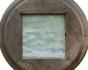 Original Encaustic Painting with Vintage Corbel Frame - "Virescent No. 2"
