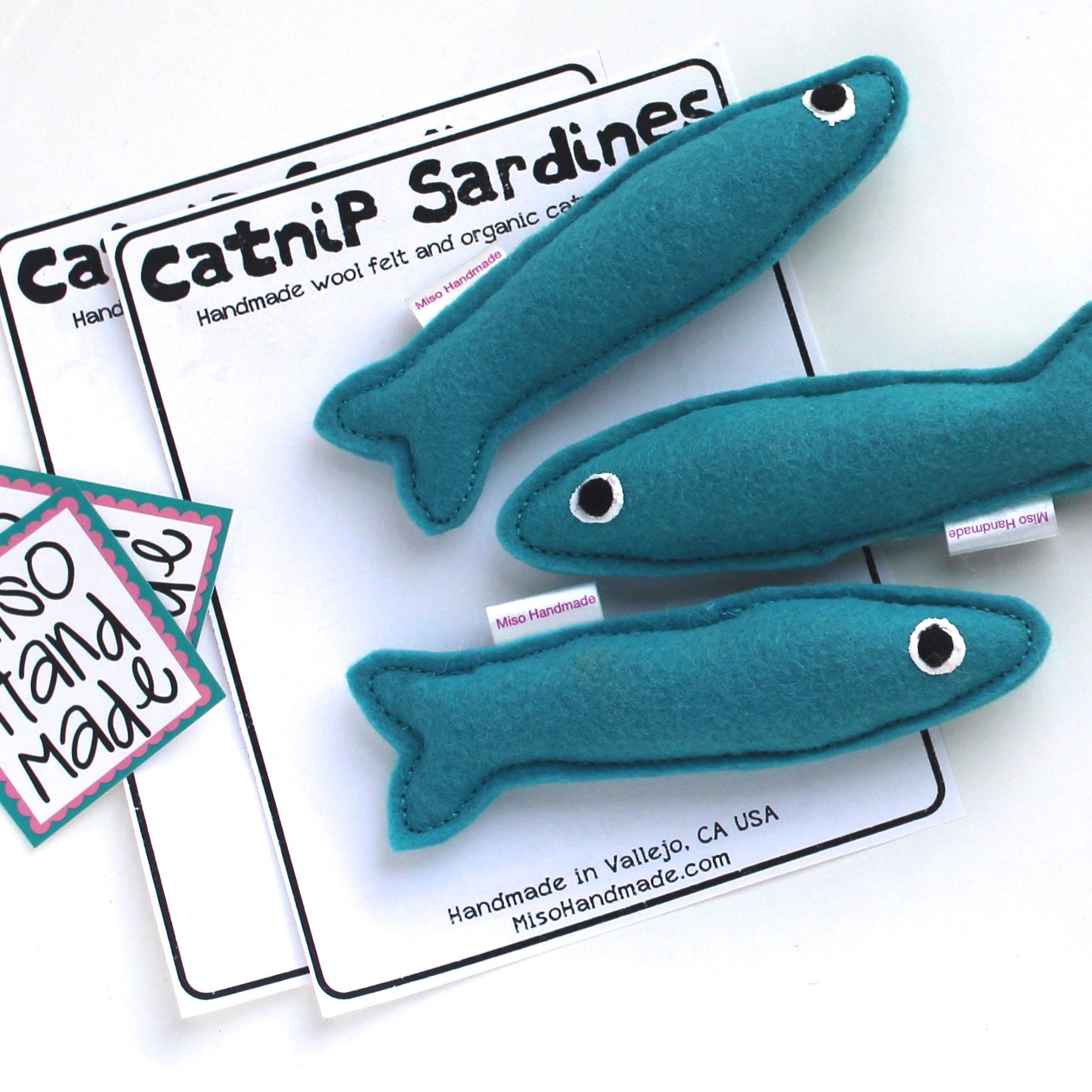 Cat Toy Catnip Sardines Merino Wool Blend Felt