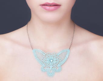 lace necklace with stainless steel chain