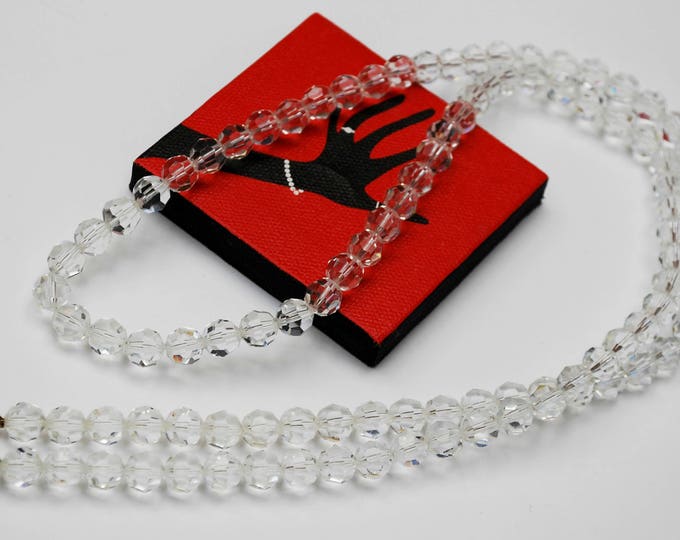 Crystal Bead Necklace - Single strand - facet cut crystal glass beads - 36 inches - Wedding Bride