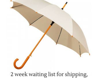 Ivory Wedding Umbrella / Parasol with Wooden handle - Bride, groom, bridesmaid, wedding party, room decor, ivory umbrella, ivory parasol