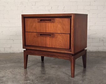 Mid-Century Danish Modern 2-Drawer Walnut Nightstand - SHIPPING NOT INCLUDED