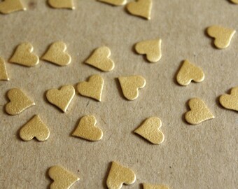 20 pc. Raw Brass Frosted Hearts: 8mm by 8mm - made in USA | RB-1053