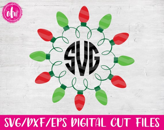 Download Christmas Lights Monogram Frame SVG DXF EPS Cut File