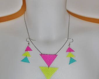 Woman fashion neon triangles set