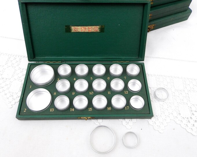1 Vintage Rolex Watch Parts Green Wooden Box with Metal and Glass Containers Made in Switerland, Swiss Clock Makers Supplies Case, Curios