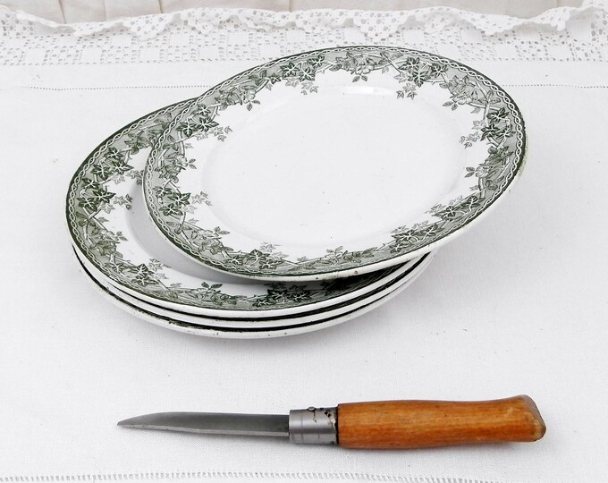 Antique French Ironware "Terre de Fer" St Amand et Hamage China Plate Dark Green Ivy and Wild Rose Pattern, Chateau, French Country Decor Antique French Ironware "Terre de Fer" St Amand et Hamage China Plate Dark Green Ivy and Wild Rose Pattern, Chateau, French Country Decor