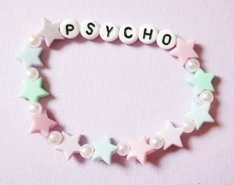 Psycho Pastel Stars Fairy Kei Kandi Word Bracelet