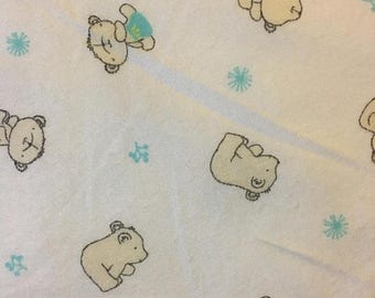 XMAS IN JULY Baby Bears Bamboo and Cotton Blend Flannel Fabric by the Yard or Half Yard