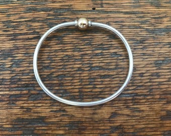 Vintage Cape Cod Screwball Bracelet - Two Tone Silver with Gold Ball / Cape Cod Screw Ball Bracelet