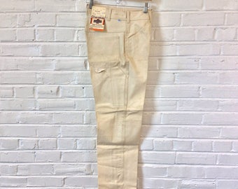 Vintage 1970s 1980s NOS Natural Cotton Painter Carpenter Pants by Cherokee. Marked Size 32x30