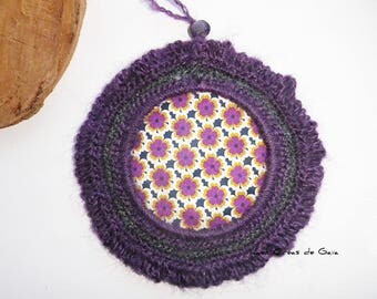 Frame Colombine • decorative wall textile Crochet hook and painting • Home decor