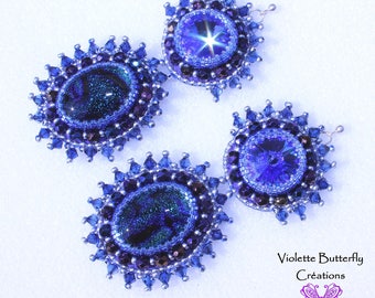 Beautiful and Unique, Earrings Horia Blue - High Fantaisy - Pearl embroidery - Swarovski crystal - luxury