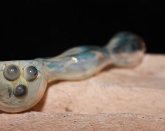 Glass Smoking Pipe, Fumed (Color Changing) with Smoky Grey Detail