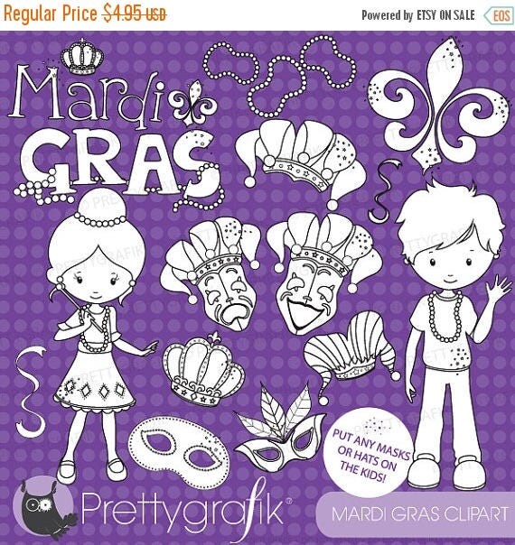 80% OFF SALE Mardi gras stamps commercial use, vector graphics, digital clip art, digital images - DS640 Il_570xn