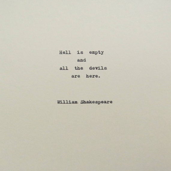 Shakespeare Devils & Hell Quote Typed On Typewriter