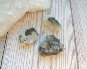 Small Green Tourmaline In Quartz Pieces - Natural Raw Rough Gemstone Specimen - Verdelite Tourmaline