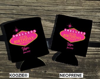 NOW Offering KOOZIE ® Brand can coolers. Vegas Themed. Your choice of Neoprene or KOOZIE ® Brand. Vacation - Beach - Bachelorette