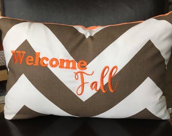 Fall Pillow Cover 12 x 20|16 x 16|20 x 20 inch Pillow Cover Lumbar Pillow Cover Fall Home Decor Autumn Pillow Cover Brown Chevron Pillow