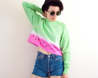 Tie Dye Sweatshirt Watermelon Sweater Summer Crop Top Festival Hipster Tumblr Pastel Grunge S/M/L/XL